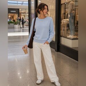 Aerie Ice Blue Crewneck Sweater oversized